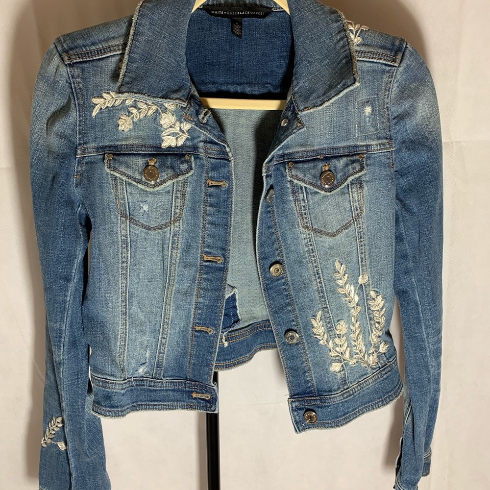 White House Black Market Distressed Jean Jacket